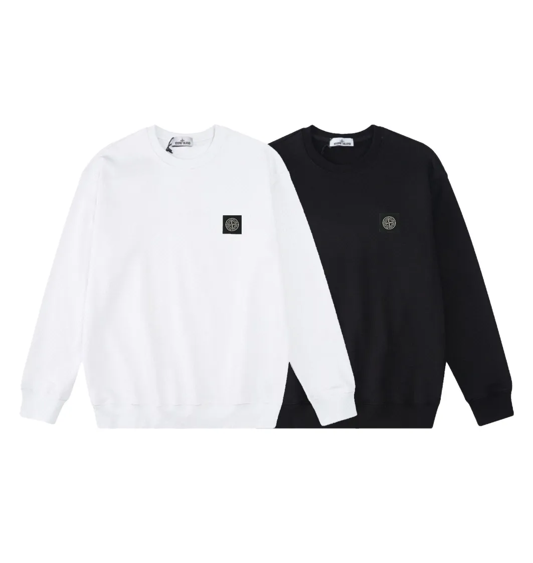 W822#P160💰 Stone Island classic round neck long-sleeved sweatshirt with embroidered badge logo on the chest! Versatile base round neck sweatshirt for couples! Simple armband design, customized 1*1 thread (fine texture), 380g double-strand large terry fabric, very good quality, foreign trade craftsmanship, respect the original version! The threads at the cuffs and hem are all original bartacks! The time-consuming and material consumption distinguishes the ordinary version on the market! Tops worn by celebrities from all walks of life on INS, can be matched with couple styles!  Color: Black White Size: M-XXL